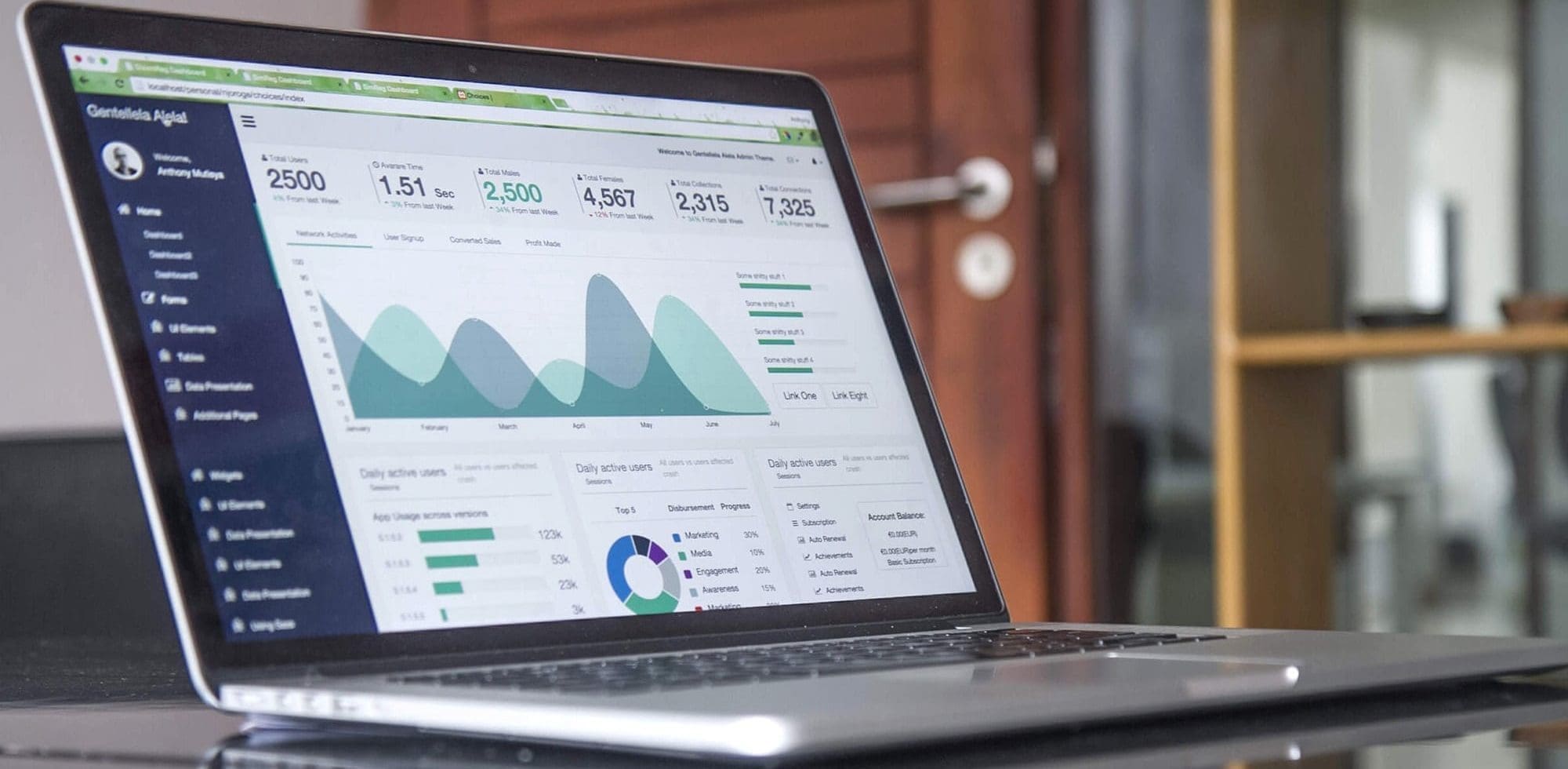 a laptop showing diagrams and charts