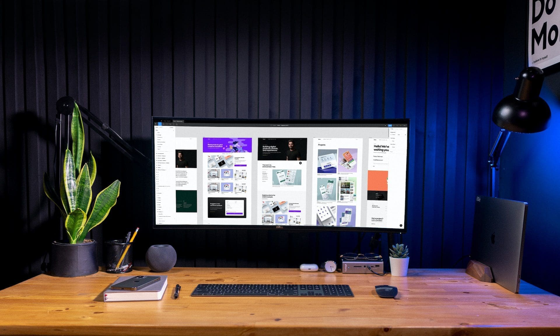 a workstation with plant