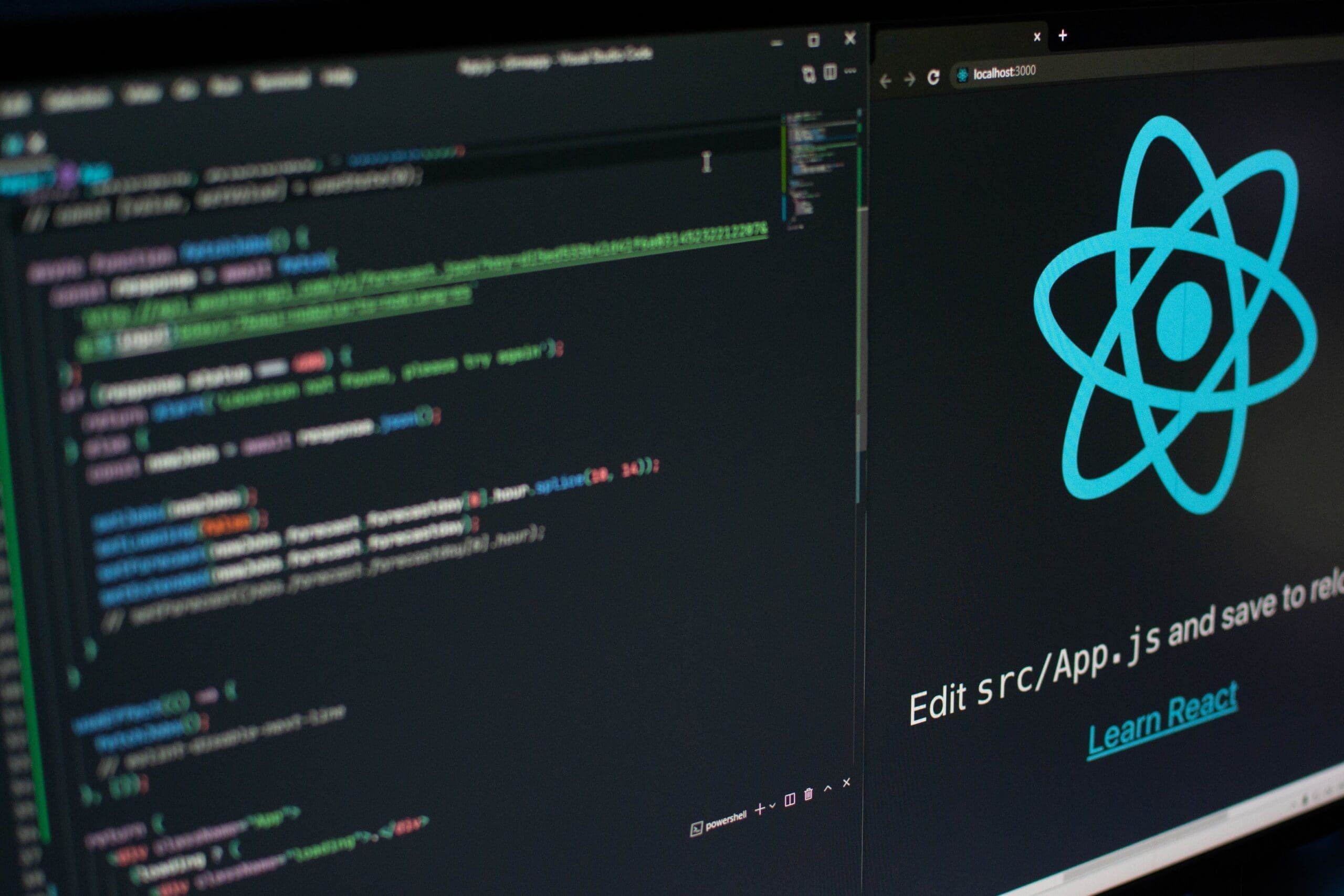 react js code and logo