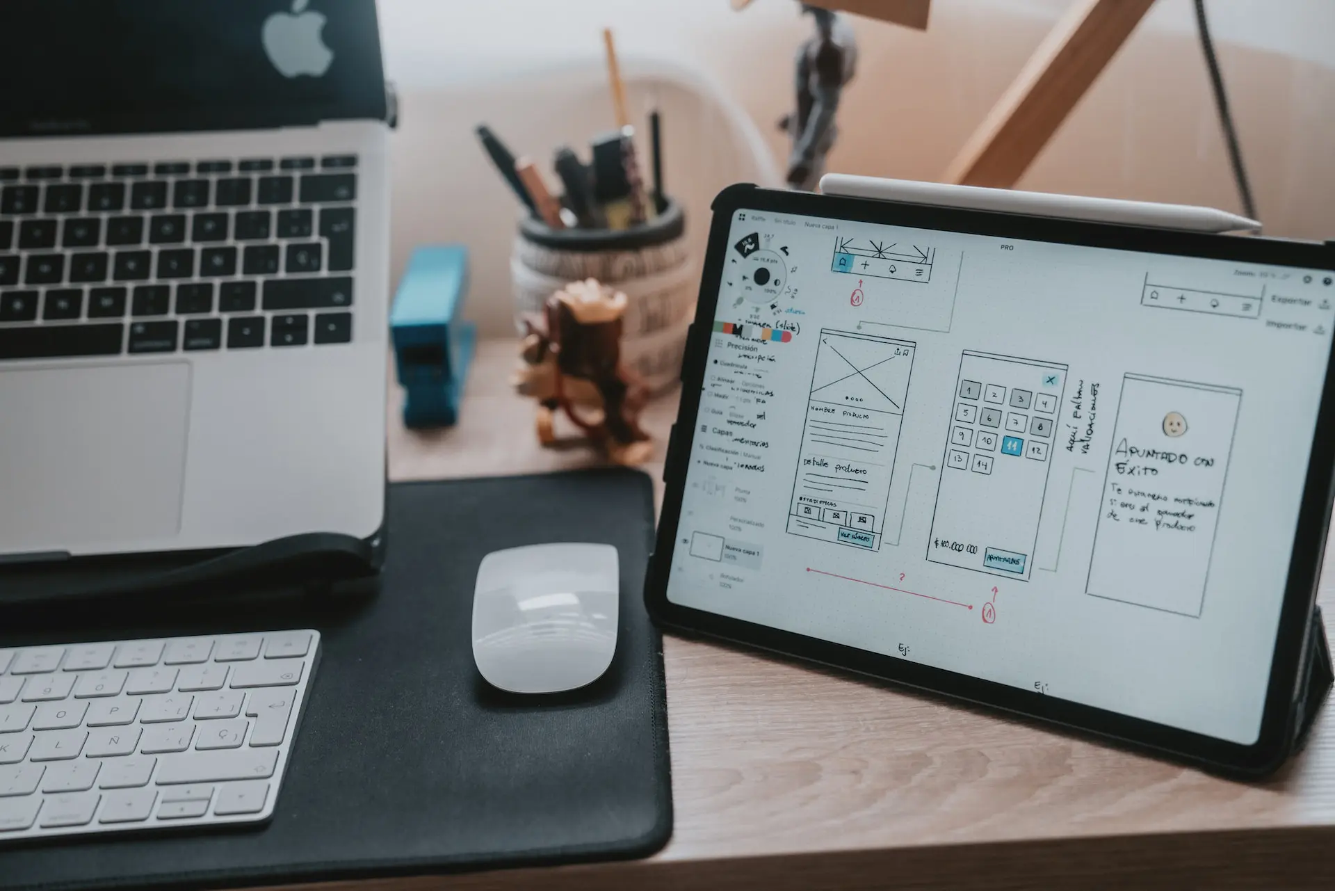apple ipad with ui ux on screen