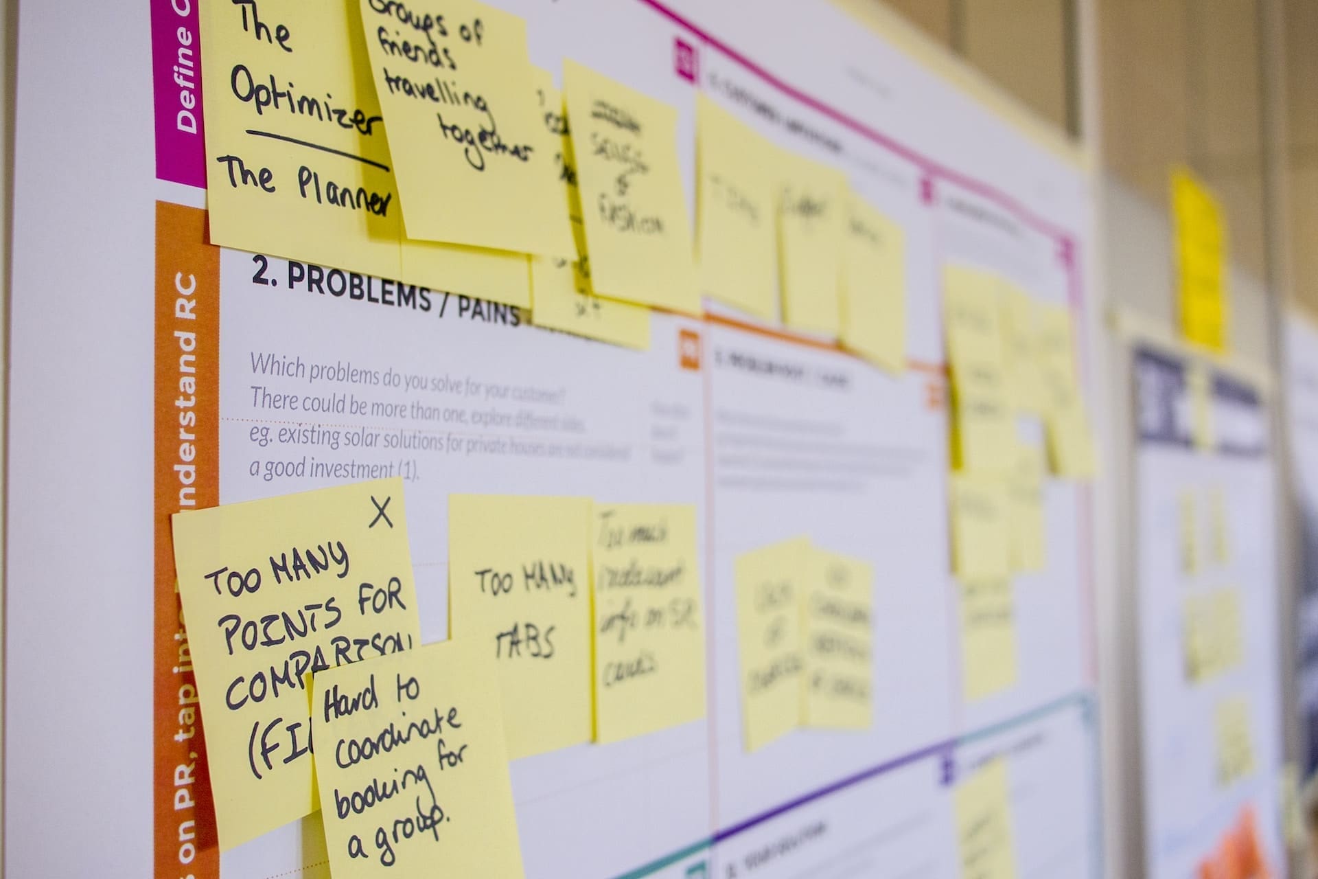 sticky notes on the board